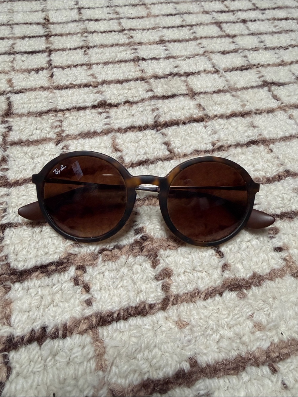 Ray-Ban Round Tortoise Frame Sunglasses with Brown Lenses